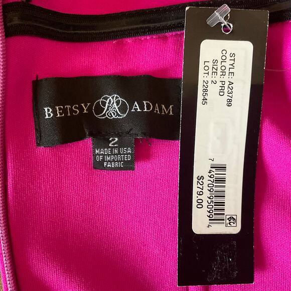 Betsy & Adam Colorful Off the Shoulder Evening Gown Size 2 Pink and Red Formal - Picture 7 of 11